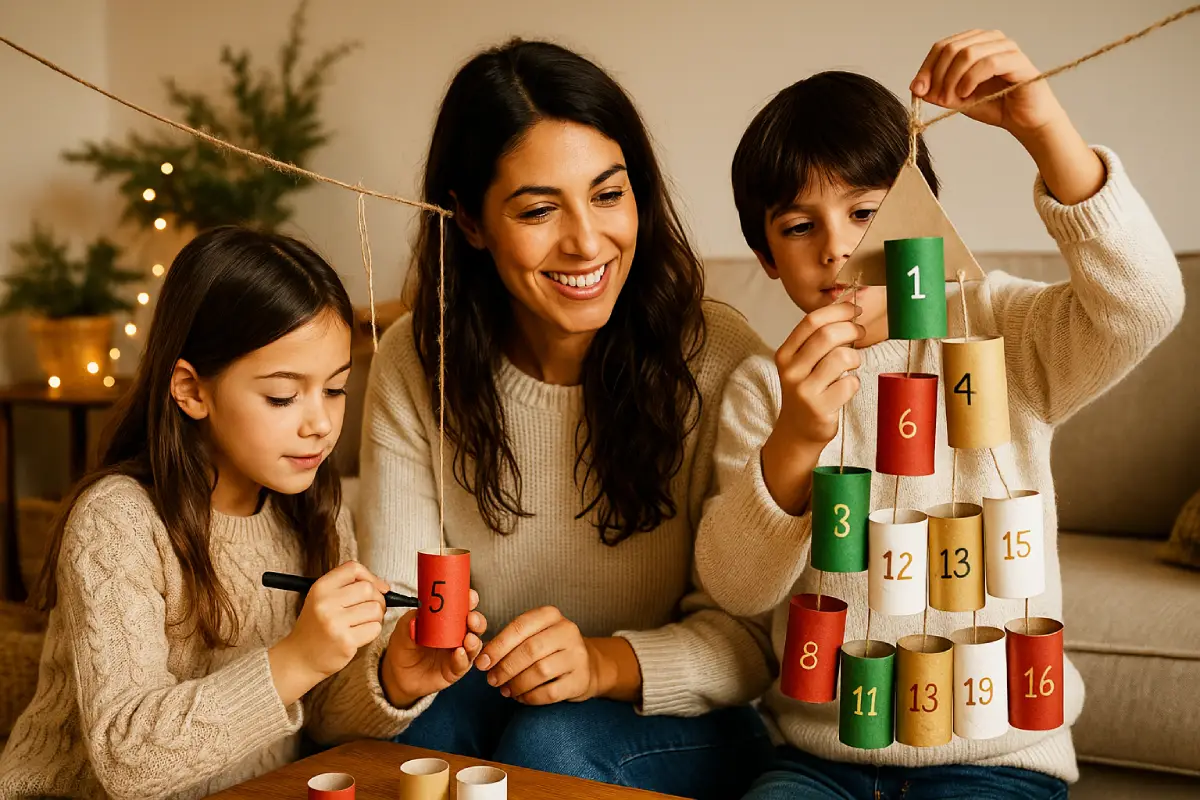 Calendario dell’Avvento fai da te con rotoli di carta