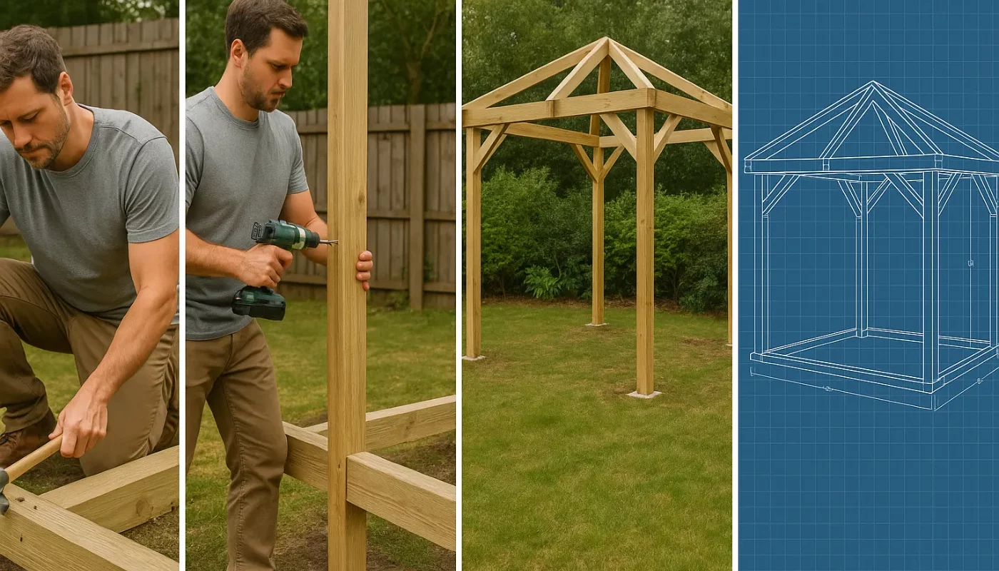 Gazebo di legno fai da te: progetto completo con disegni