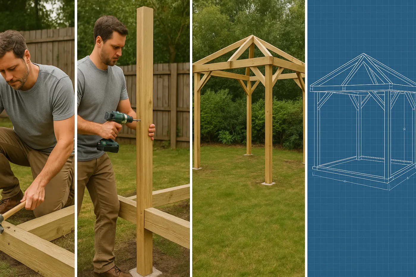 Gazebo di legno fai da te: progetto completo con disegni