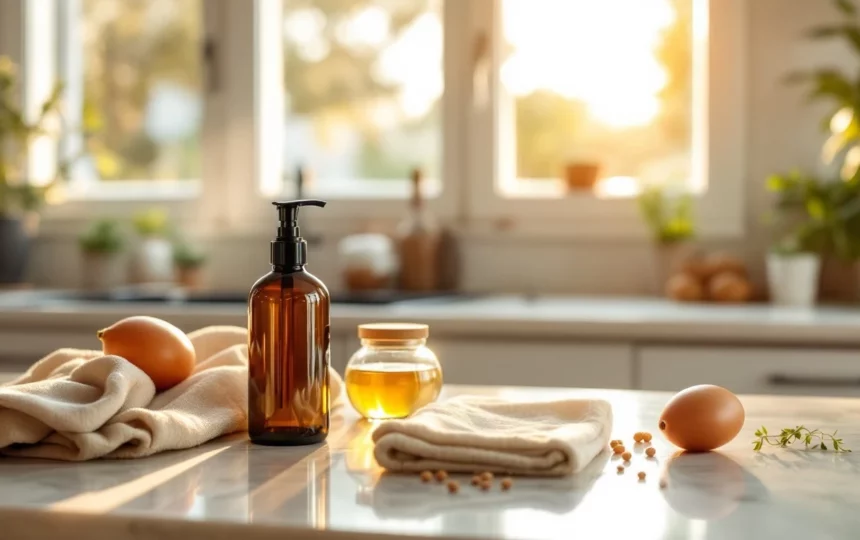 Climatizzazione naturale della casa in estate: ventilazione e protezione dal calore senza sprechi energetici — close-up detail step ingredients natural cleaning