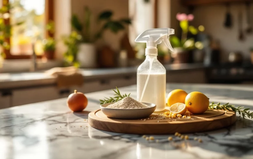 Come allestire uno spazio esterno funzionale per cene in famiglia: dal tavolo alla conservazione dei cibi — close-up detail step ingredients natural cleaning