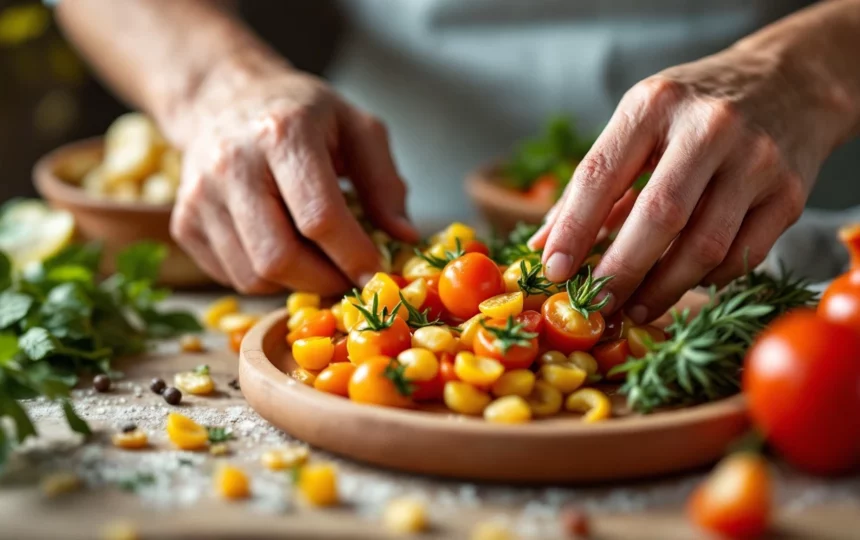 Conservare frutta e verdura estiva senza frigorifero: tecniche tradizionali per dispense e cantine — close-up ingredients preparation step fresh food