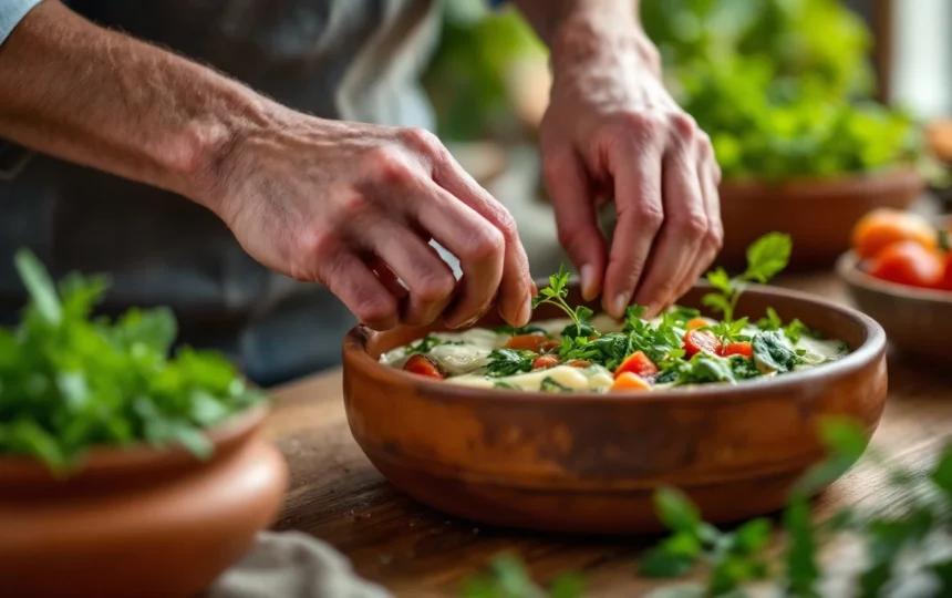 Ricette estive con verdure di stagione: conservazione e preparazione tradizionale — close-up ingredients preparation step fresh food
