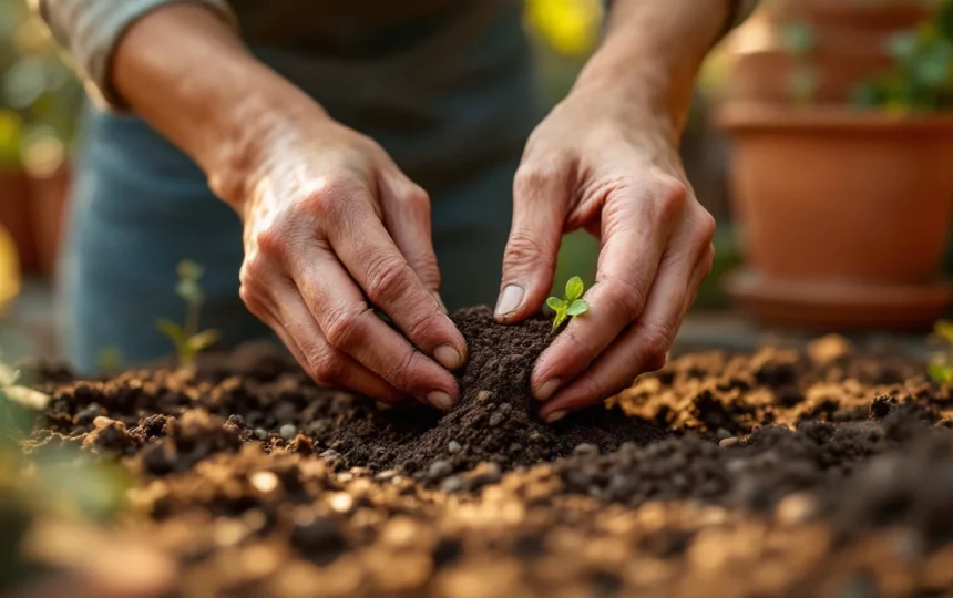 Coltivare susini e pruneti in giardino: varietà adatte al clima italiano e cure stagionali — hands planting seeds close-up garden tools soil