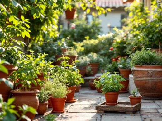 Orto estivo in vaso: basilico, pomodorini e peperoncini sul balcone