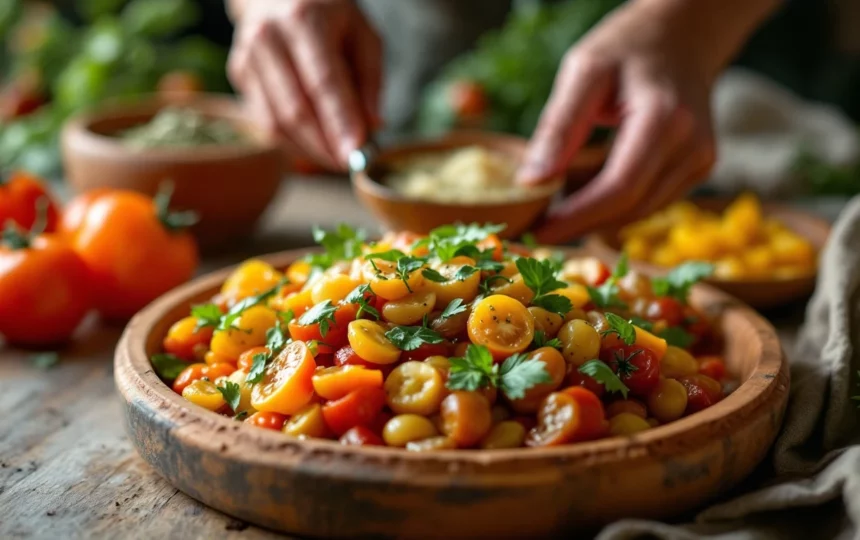 Raccolta abbondante: conserve estive — close-up ingredients preparation step fresh food
