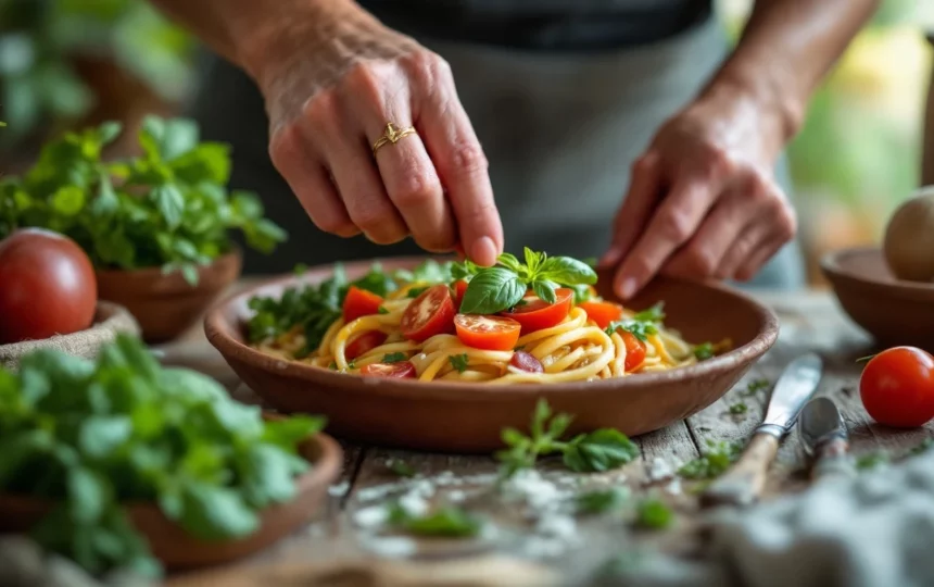 Ricette con verdure di stagione: piatti freddi e semplici per cene leggere d'estate — close-up ingredients preparation step fresh food